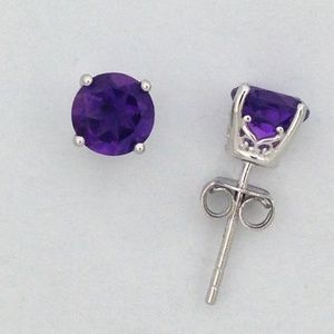 Natural Amethyst Earrings 925 Sterling Silver